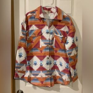 No comment heavy Aztec button up
